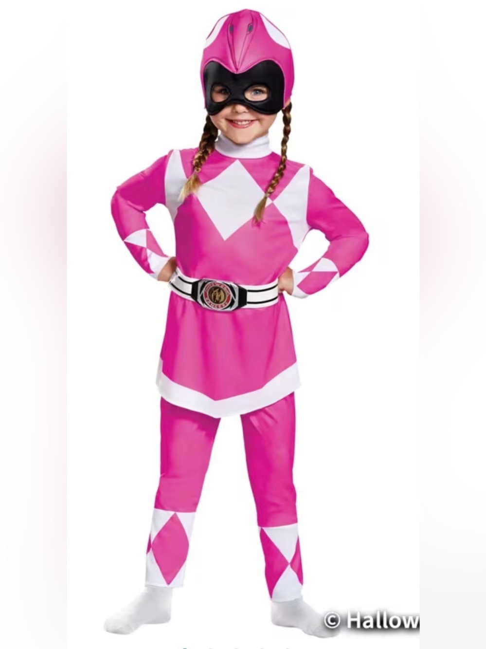 Pink Power Ranger Halloween Costume Toddler 2T Jumpsuit Mask Girls Costume
